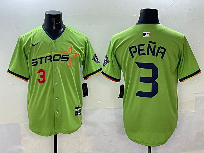 Men Houston Astros 3 Pena Green three generations Joint Name 2025 Nike MLB Jersey style 2